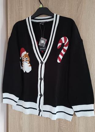 Новогодний рождественский женский свитерик кардиган размер m/l
