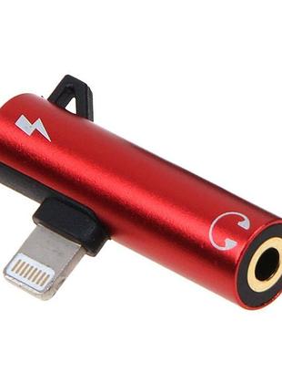 Перехідник розгалужувач для iphone 2 в 1 lightning і 3,5 mm audio адаптер для заряджання та прослуховування музики