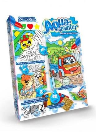 Водная раскраска aqua painter 04 грузовик (4 картинки+блестящая мозаика)(18)tm danko toys