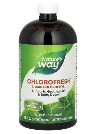 Рідкий хлорофіл nature's way chlorofresh антиоксидант з ароматом м'яти 480 мл