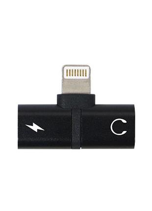 Перехідник розгалужувач для iphone 2 в 1 lightning і lightning адаптер для заряджання та прослуховування музики