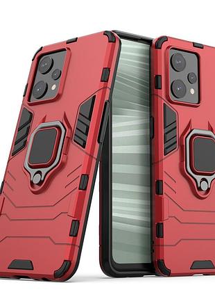 Чехол fiji ring для realme 9 4g (rmx3521) / 9 pro plus (rmx3392 / rmx339) бампер с кольцом красный