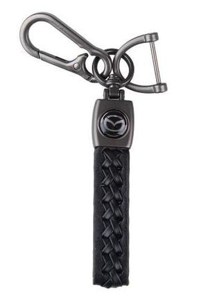 Брелок кож. зам.  длинный с косичкой скоба+карабин  mazda