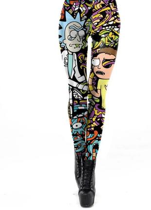 Крутезные яркие лосины rick and morty 3d