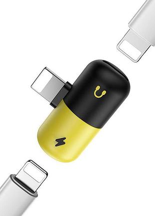 Перехідник розгалужувач для iphone 2 в 1 lightning і lightning адаптер для заряджання та прослуховування музики