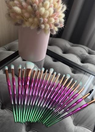 Пензлі для макіяжу набір кисти 20 шт рожеві
