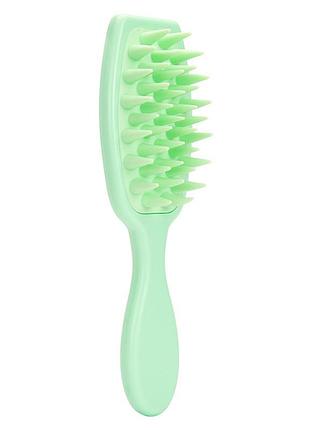 Щітка-шабер для шкіри голови з довгою ручкою, зелений