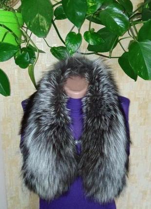 100% чорнобурка комір 80 см/натуральне хутро комір із чорнобурки/