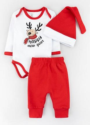 Комплект святковий для хлопчика , тканина футер , 3 в 1 , 62 - 86 см