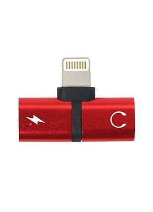 Перехідник розгалужувач для iphone 2 в 1 lightning і lightning адаптер для заряджання та прослуховування музики