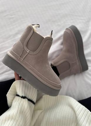 Ugg neumel platform chelsea grey beige, угги женские серые, угги жэнкие