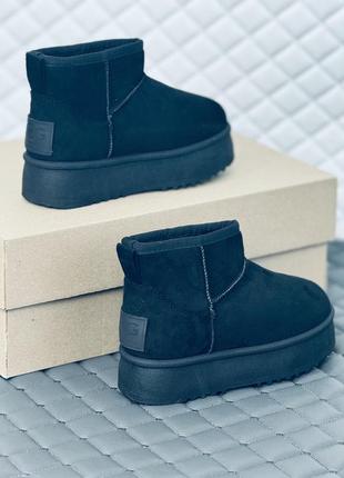 Ugg mini замш на платформе угги замшевые мини на платформе