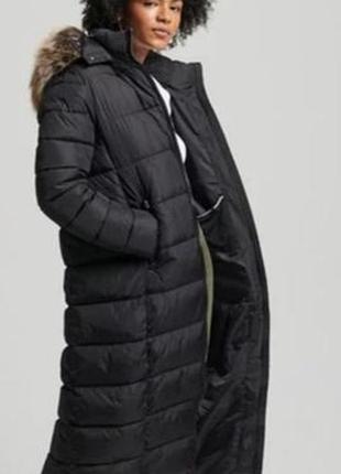 💥❗ ліквідація! длинный пуховик люкс качество superdry mountain luxe black, оригинал