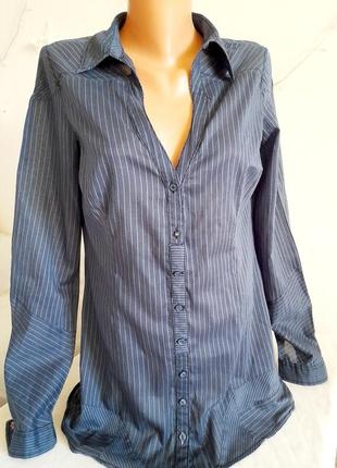 Рубашка темно- синего цвета в полоску от бренда tally weijl