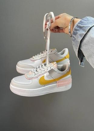 Кроссовки nike air force shadow “light grey / yellow”