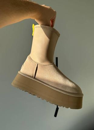 Ugg classic dipper chestnut premium beige, угги женские бежевые, угги на платформе, угги женккие