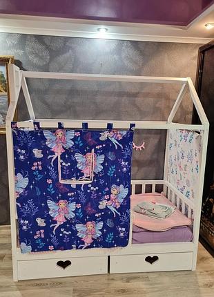 Кроватка-домик полный комплект кровать детское детская деревянная кровят-домик дерево 160*80