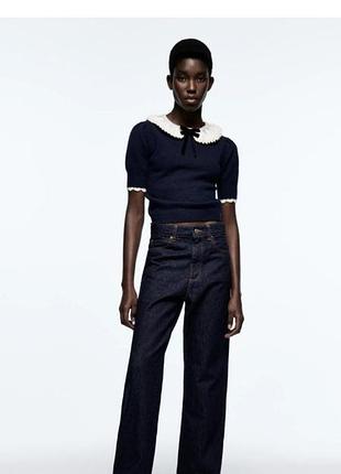 Джемпер укороченный топ с кружевным воротником zara s