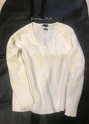 Кашемировый белый женский свитер реглан бренд massimo dutti