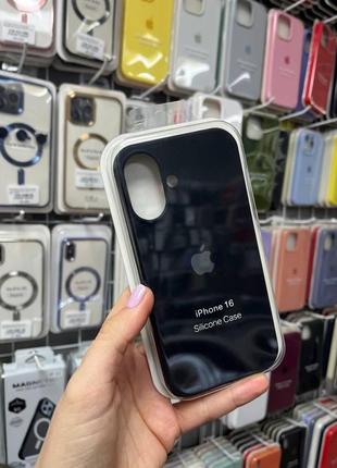 Чохол silicone case з мікрофіброю для iphone 16 , чохол-бамбер для айфон 16 (колір чорний)