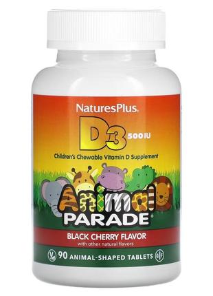 Вітамін d3 для дітей natures plus animal parade vitamin d3 500 мо 90 жувальних таблеток