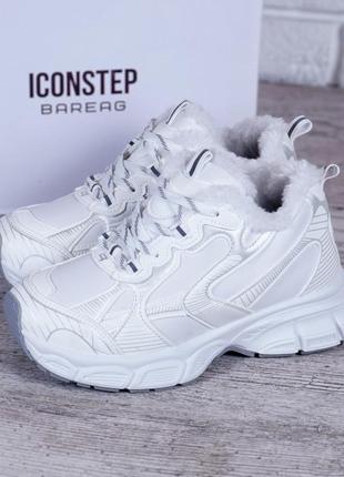 Зимние кроссовки женские iconstep белоснежные оригинал рефлектив на меху
