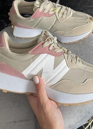 New balance 327 beige pink1 фото