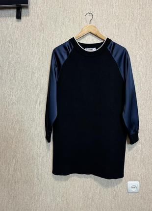 Платье из натуральной шерсти с атласными рукавами jil sander, оригинал