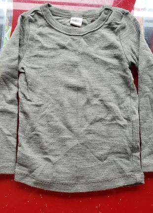 H&m термореглан лонгслів 100% вовна мериноса хлопчику дівчинці 9-12м 74-80см