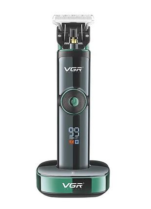 Машинка для стрижки волосся vgr v-671 led-дисплей акумуляторна 4 насадки 2500mah 5w black
