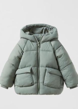Новый мятный пуховик на мальчика. zara