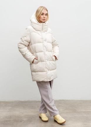 Оригинальный молодежный пуховик черного цвета с крутым капюшоном  размеры xs s m l