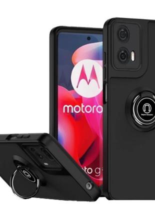 Чохол fiji colorframe для motorola g24 матовий бампер з кільцем підставкою black