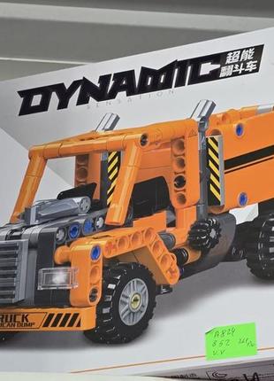Дитячий блоковий конструктор dynamic вантажний самоскид помаранчевого кольору на 261 деталь || kilometr+