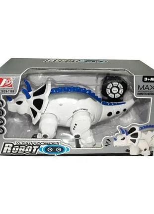 Інтерактивна іграшка робот динозавр rias intelligent triceratops 2629-т18-в з пультом ду white 4