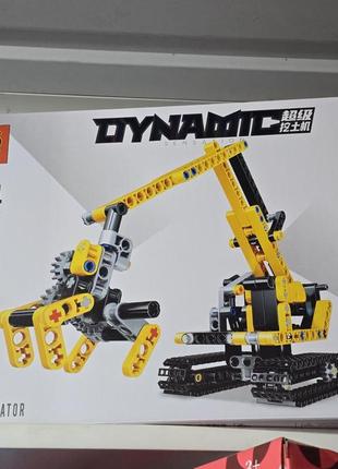 Дитячий блочний конструктор dynamic вантажний екскаватор жовтого кольору на 330 деталей || kilometr+