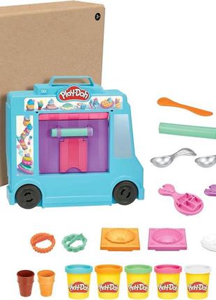 Ігровий набір плей до пластилін трак фургон із морозивом play-doh ice cream f1390 екопакування
