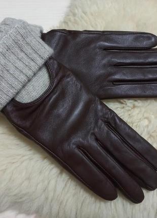 Перчатки осень-зима кожа кашемир жен.m-l р.primark индии
