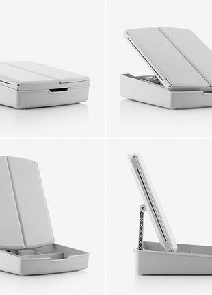 Настільне потрійне дзеркало my fold away з led-підсвіткою й органайзером портативне сенсорне дзеркало r_3959 фото