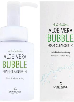 Пенка для умывания из алоэ вера the skin house aloe vera bubble foam cleanser 300 мл