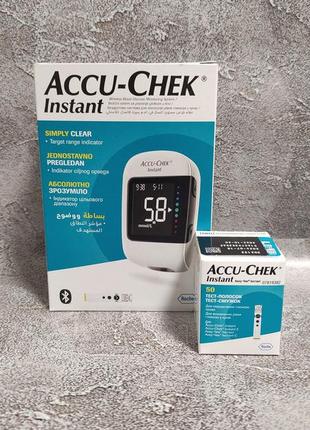 Глюкометр accu-chek instant + 50 додаткових тест смужок (акку-чек інстант) повний комплект, німеччина 10/2024