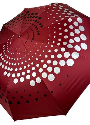 Складна парасоля напівавтомат з абстрактним принтом від срібний дощ антивітер бордовий 022-309-2