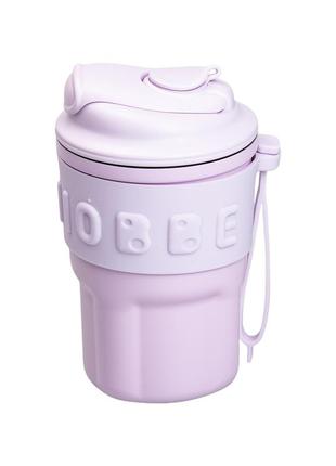 Термокружка з трубочкою для кави та чаю 450 мл кружка термос з ремінцем термочашка з нержавіючої сталі