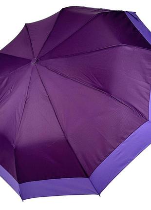 Складна парасоля напівавтомат зі смужкою по краю від bellissimo антивітер фіолетовий 019308-4