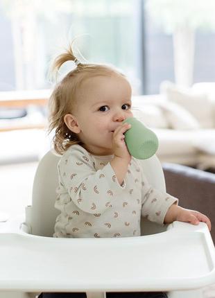 Горнятко у наборі з кришкою та соломинкою оливкова ez pz mini cup + straw training system