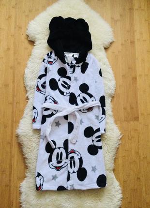 6-8 рок. 122-128 зріст h&m флісовий, махровий халат з міні маус, вушка на капюшоні. банний, теплий.