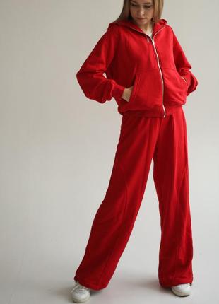 Спортивний костюм жіночий трьохнитка петля червоний арт.1200-3 red s(р) (україна)