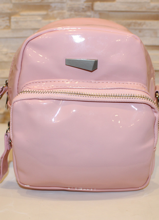 Небольшая женская сумка-рюкзак розовая код 7-611