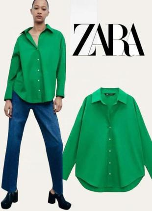 Зеленая рубашка zara хлопковая рубашка оверсайз zara рубашка м l размера