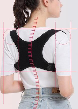 Универсальный корректор осанки черный размер м женский 32-61кг. корсет для спины универсальный